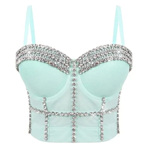 NWT Sparkling Bling Swarovski Crystal Rhinestone Bustier Bra Top + FREE …